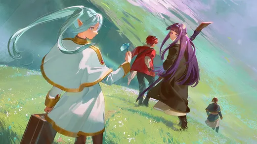 Группа приключенцев идет по горе